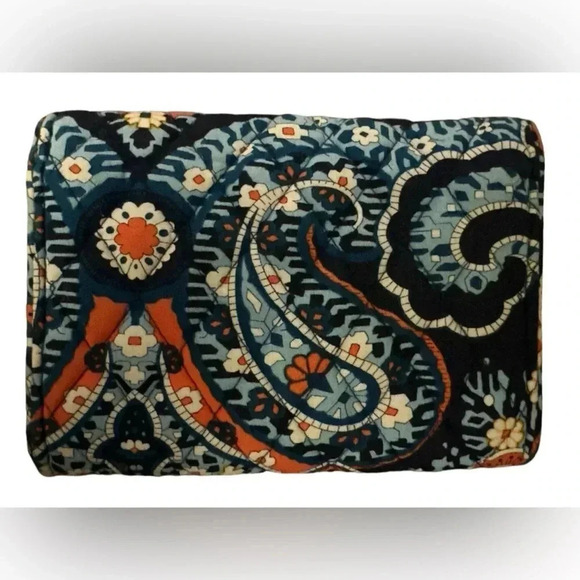 Vera Bradley orange and blue patterned twist lock wallet wristlet - Picture 2 of 6